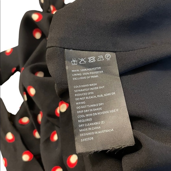 Bardot Dot Print Keyhole Tie Neck Blouson Slit Long Sleeve Lined Mini Dress - Picture 8 of 9